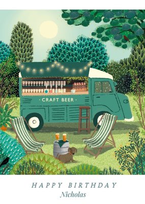 Illustrative Craft Beer Van Birthday Card  