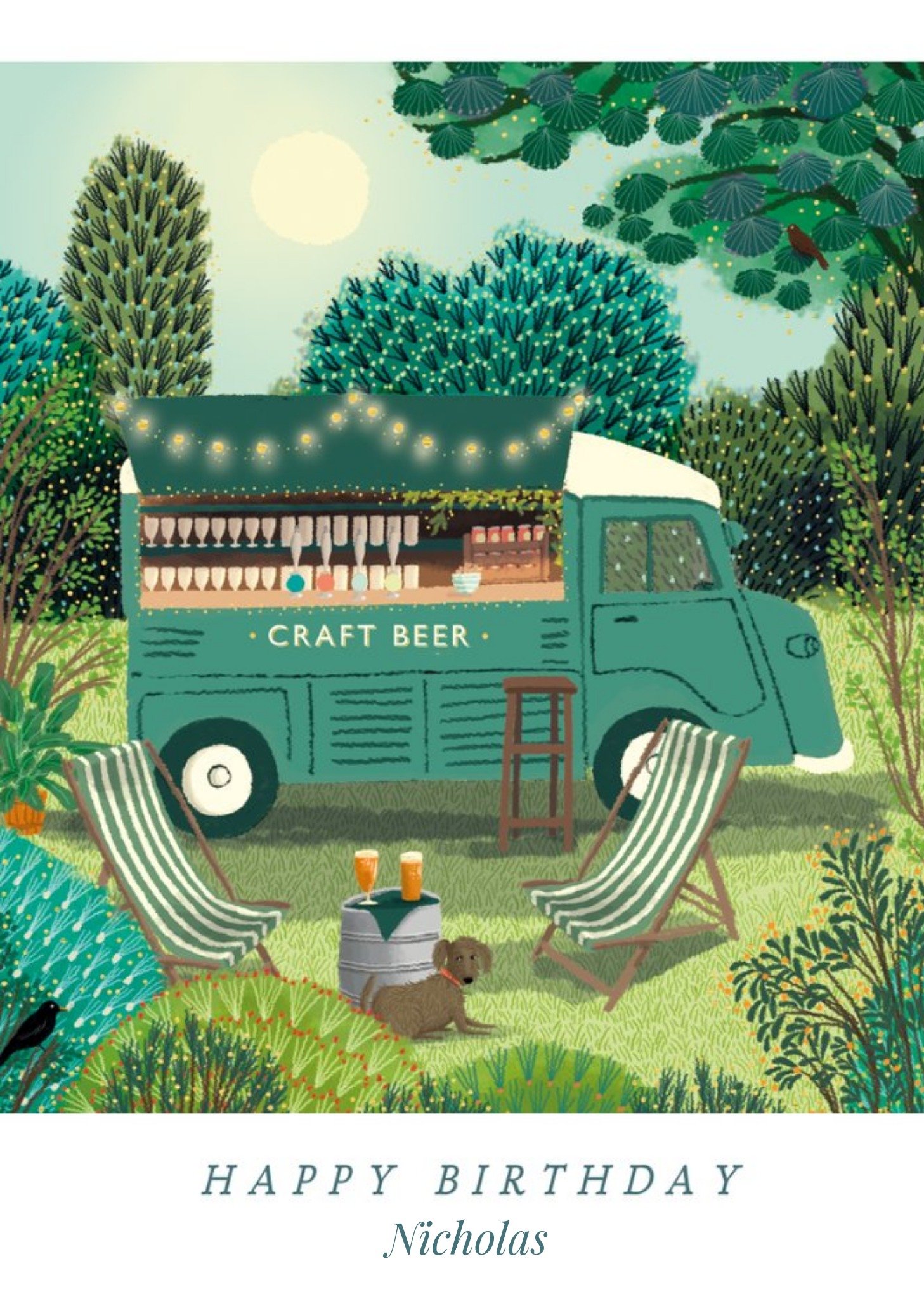 Moonpig Illustrative Craft Beer Van Birthday Card Ecard