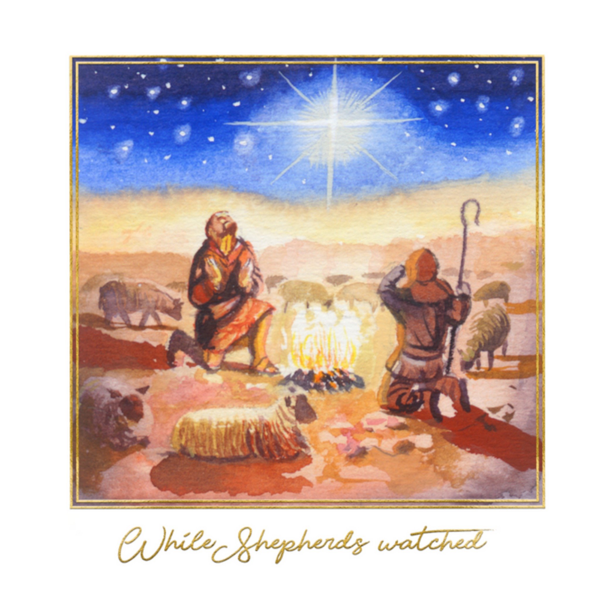 Moonpig While Shepherds Watched Christmas Card, Square