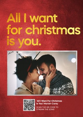 All I Want For Christmas Is You Typographic Photo Upload Christmas Card