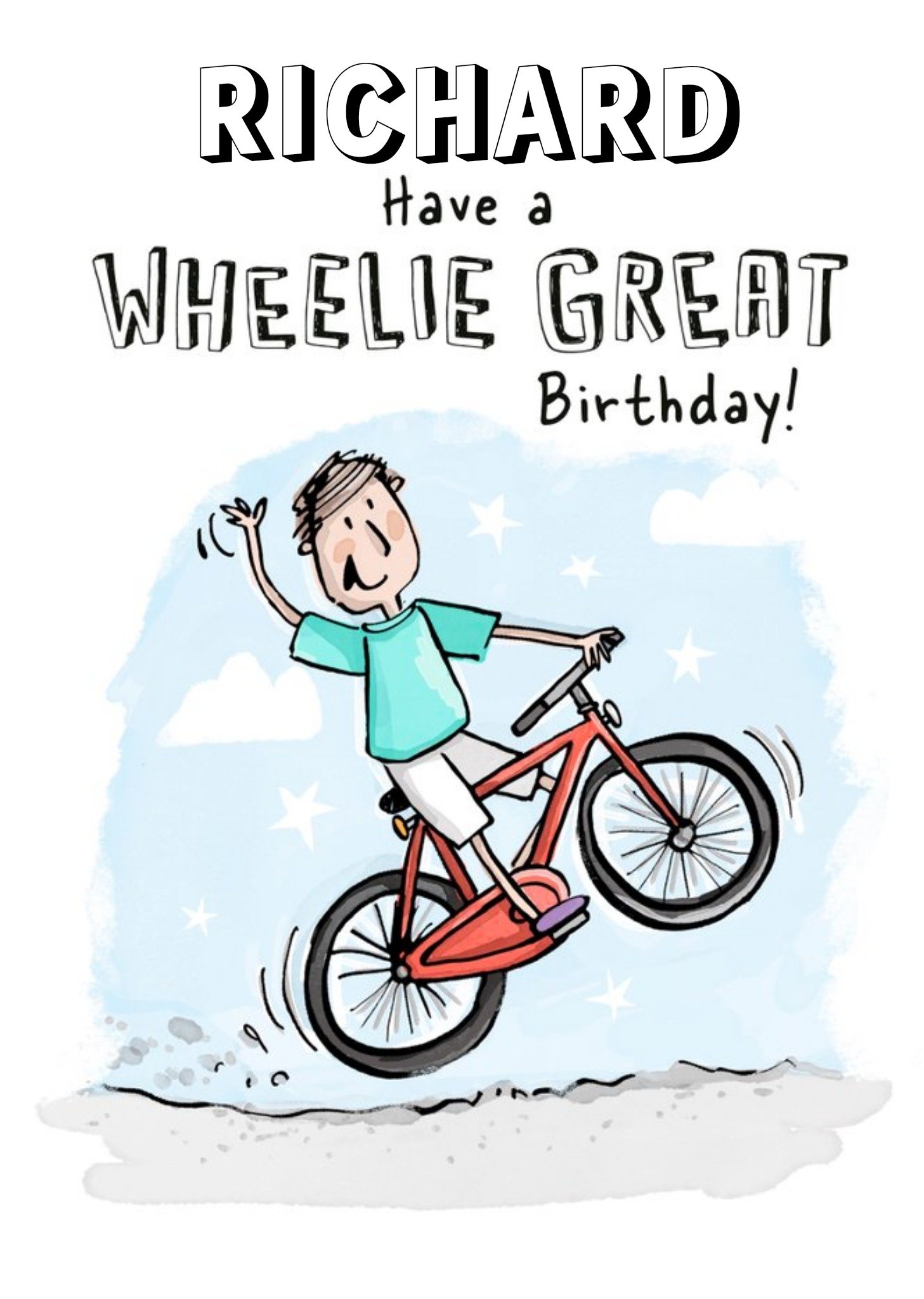 Moonpig Good Sport Illustrated Bike Customisable Birthday Card, Large