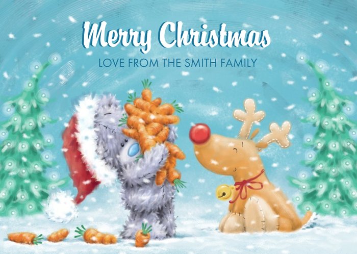 Me To You Tatty Teddy Carrots And Reindeer Personalised Christmas Card