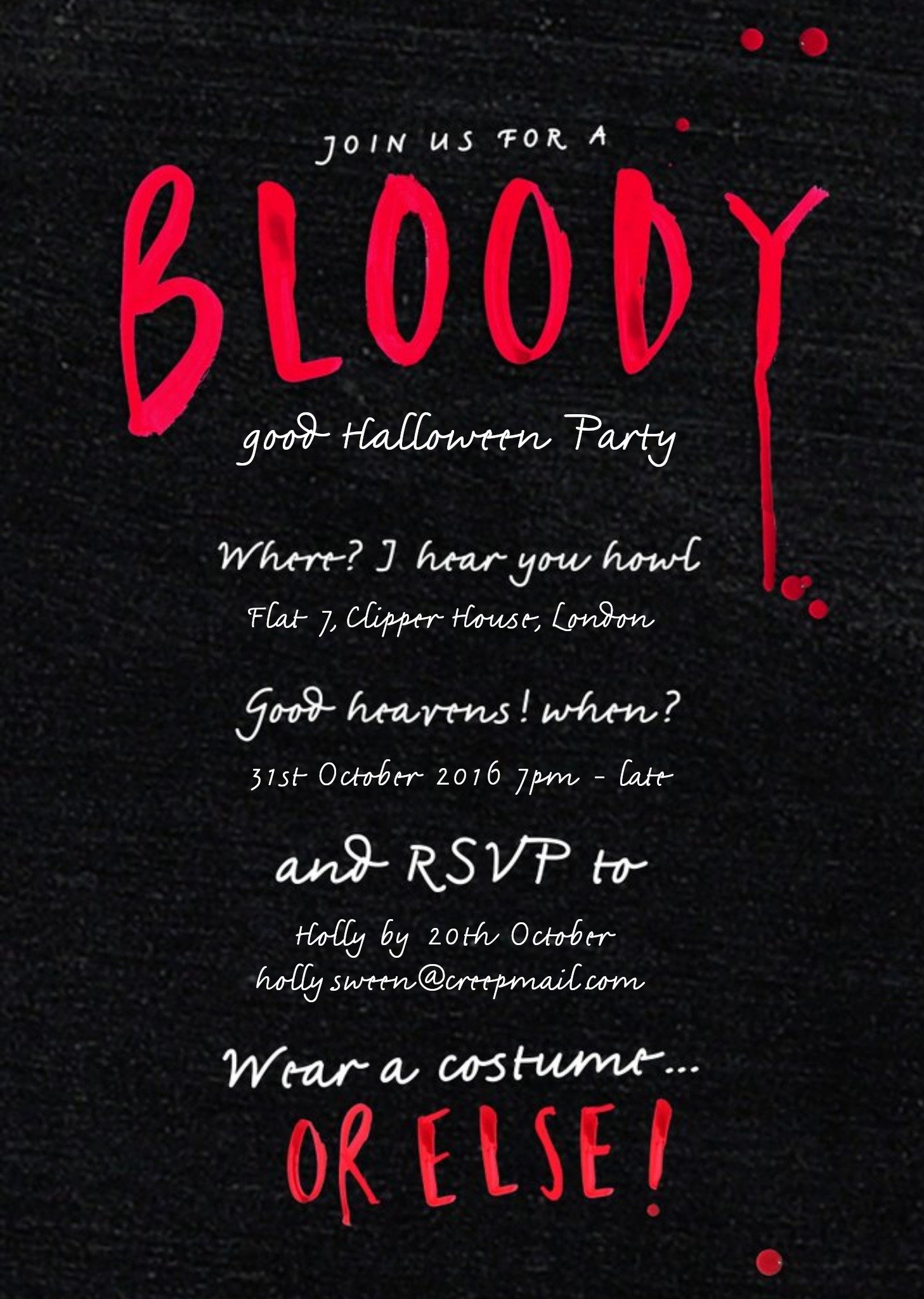 Bloody Scary Halloween Party Invitation Ecard