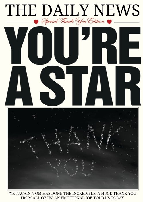 The Daily News You're A Star Personalised Thank You Card