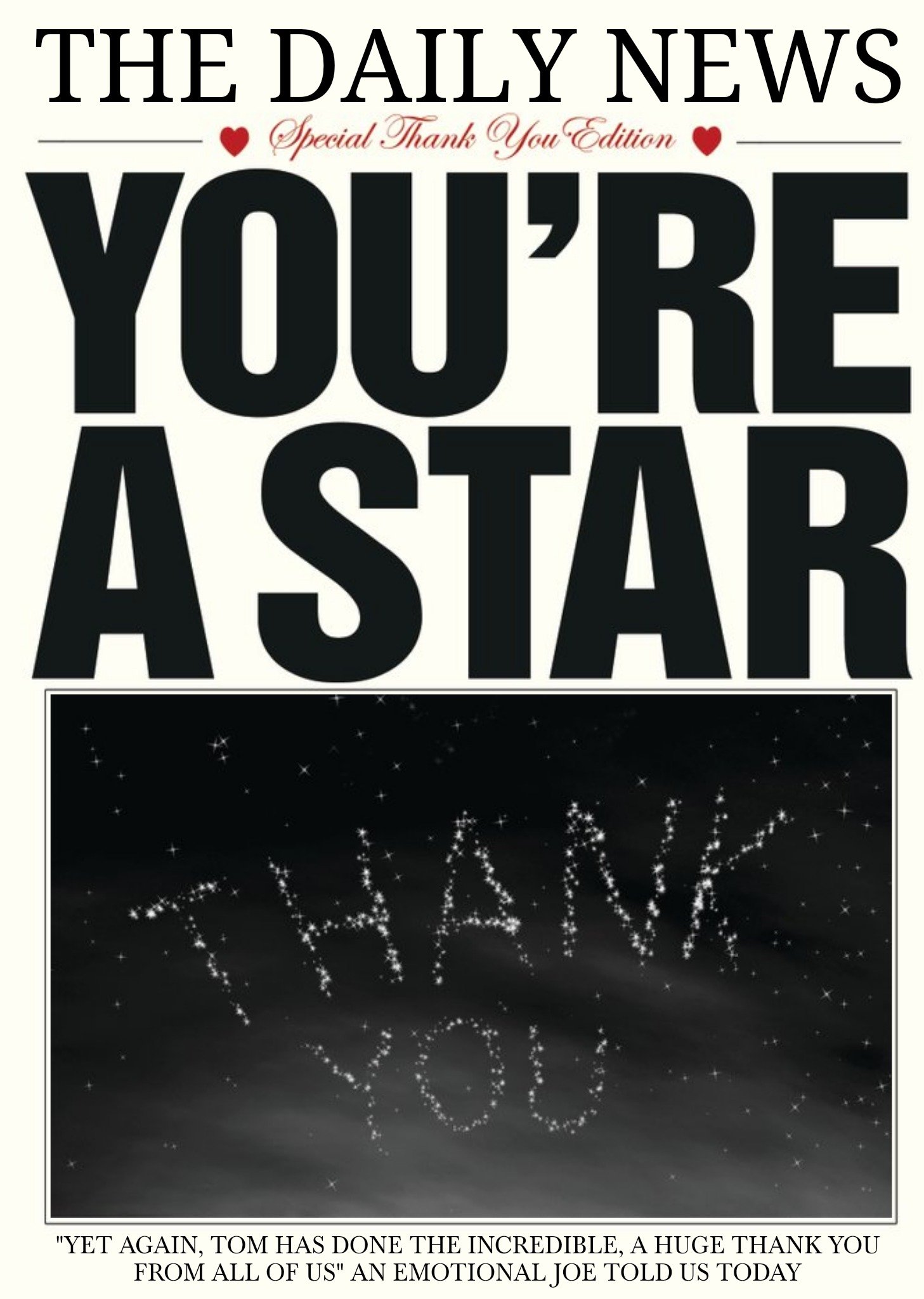 The Daily News You're A Star Personalised Thank You Card Ecard