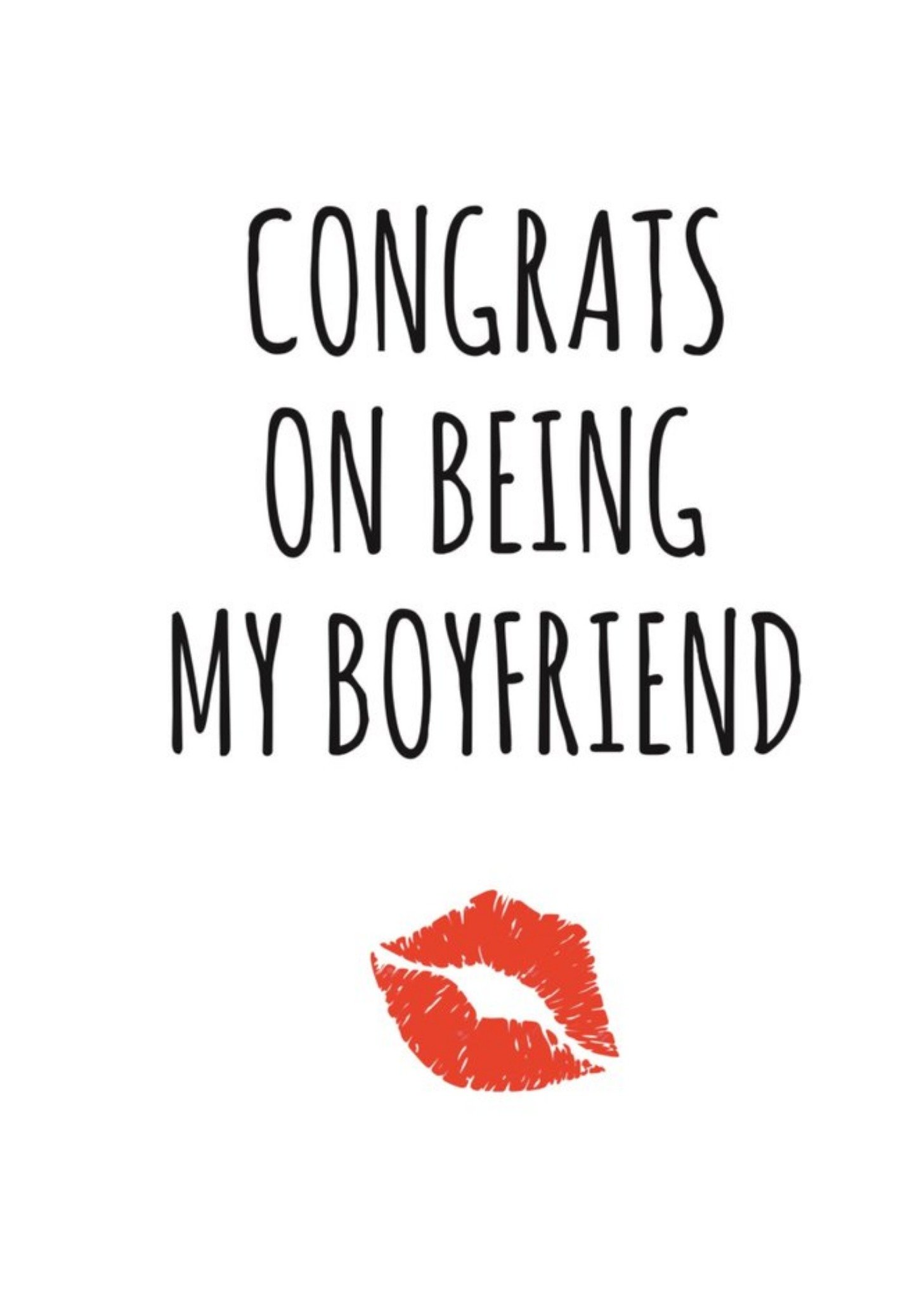 Banter King Typographical Congrats On Being My Boyfriend Valentines Day Card, Large