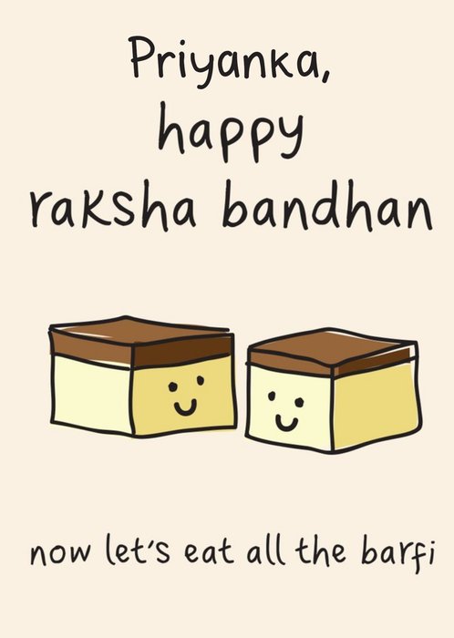 The Playful Indian Illustrated Pieces Of Barfi. Happy Raksha Bandhan Card