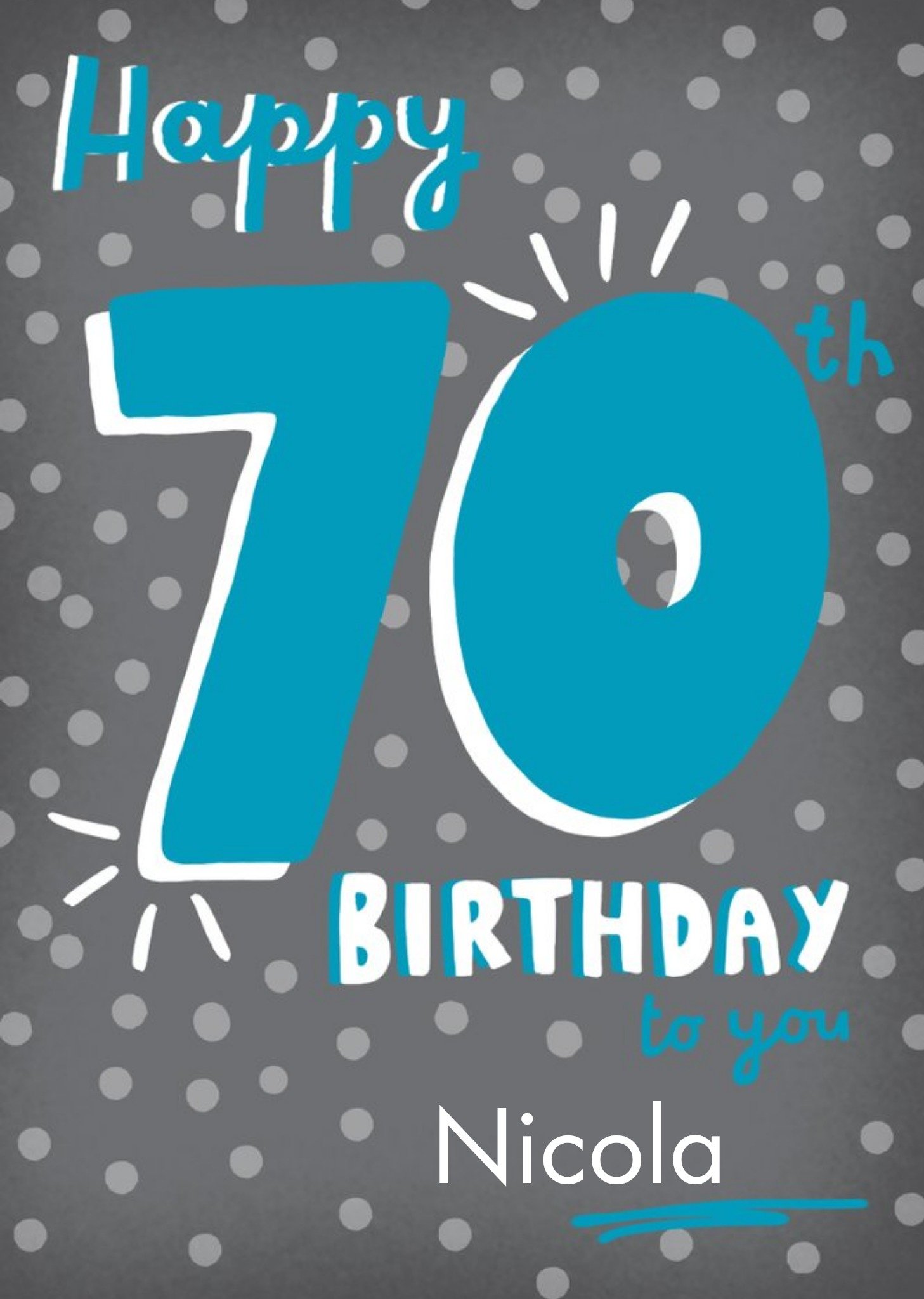 Clintons Dotty Modern Trendy For Him Milestone 70th Birthday Card Ecard