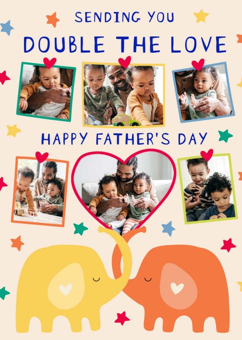 Double The Love Father's Day Photo Upload Card
