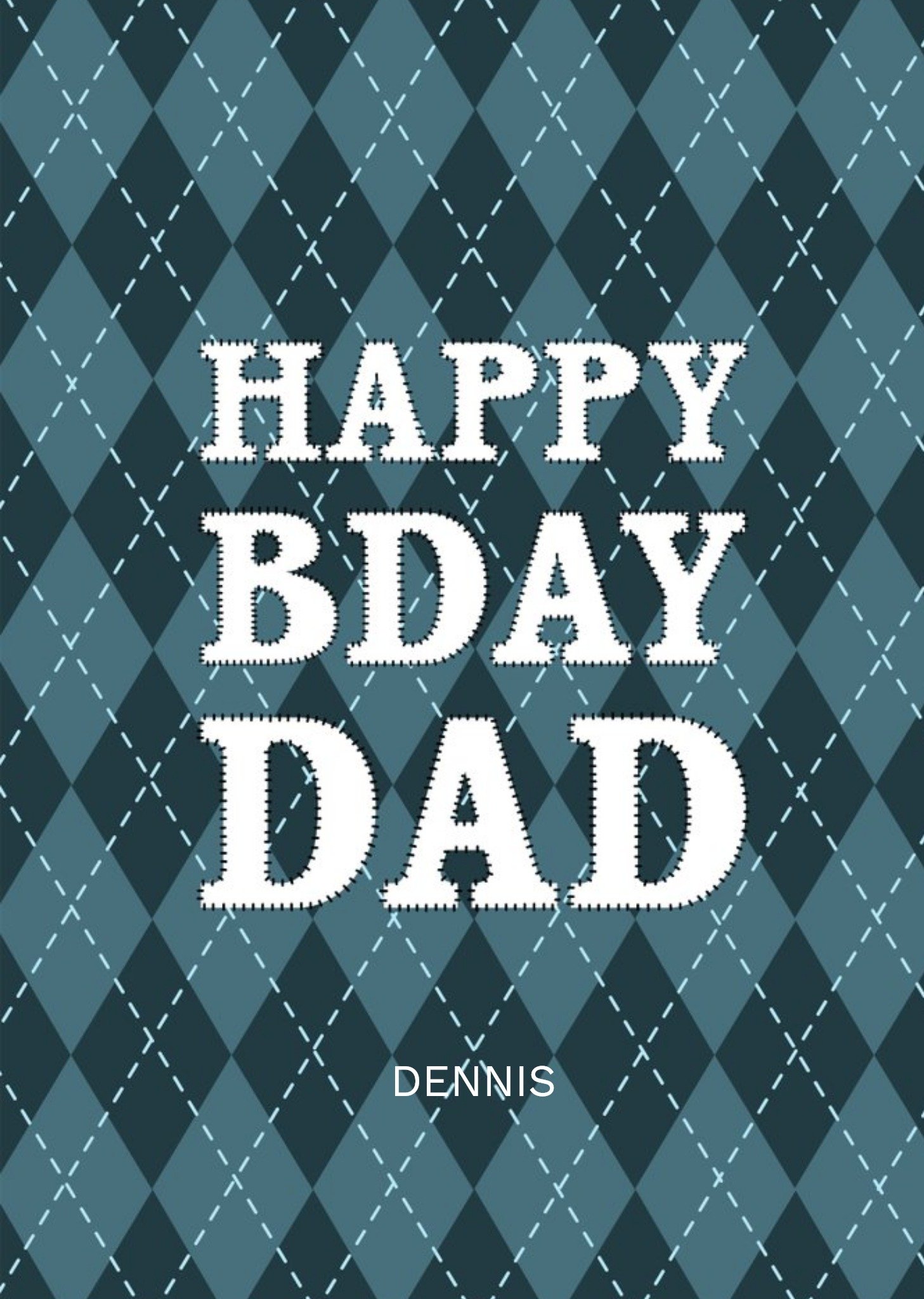 Moonpig Pearl And Ivy Dad Typographic Pattern Birthday Card, Standard