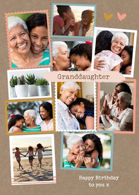 Modern Photo Upload Collage Granddaughter Birthday Card