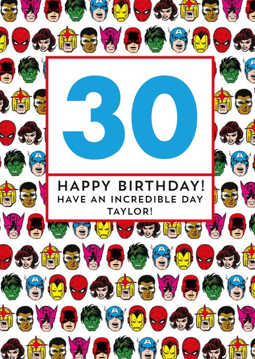 Marvel Superheroes Incredible 30th Birthday Card