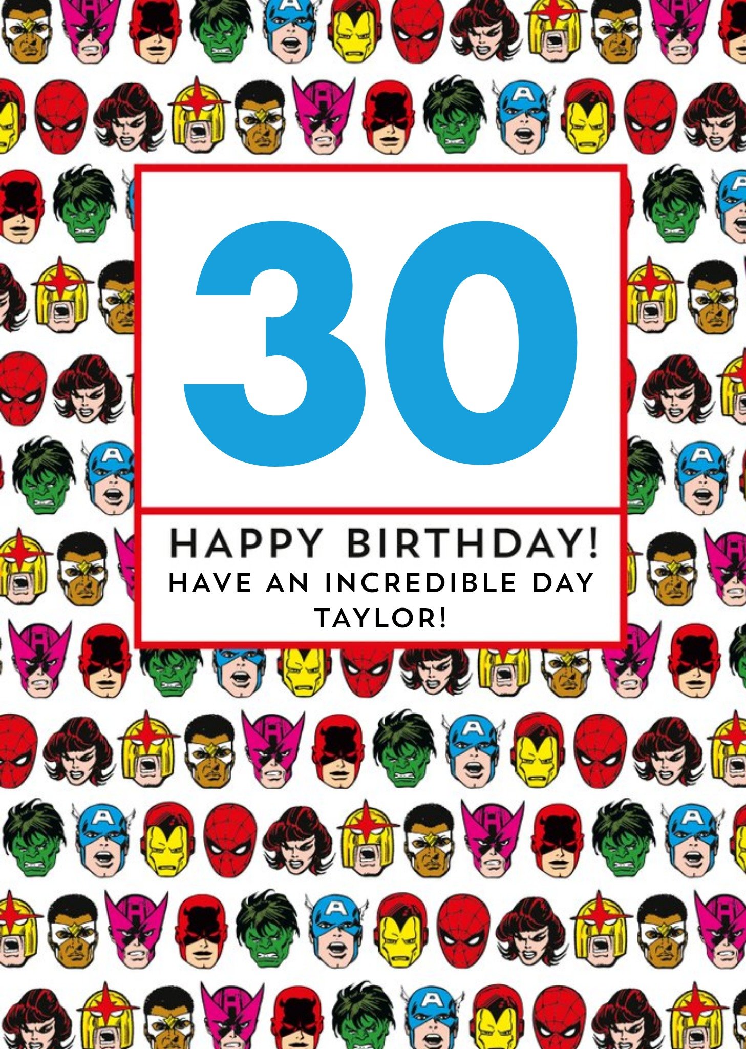 Marvel Superheroes Incredible 30th Birthday Card Ecard