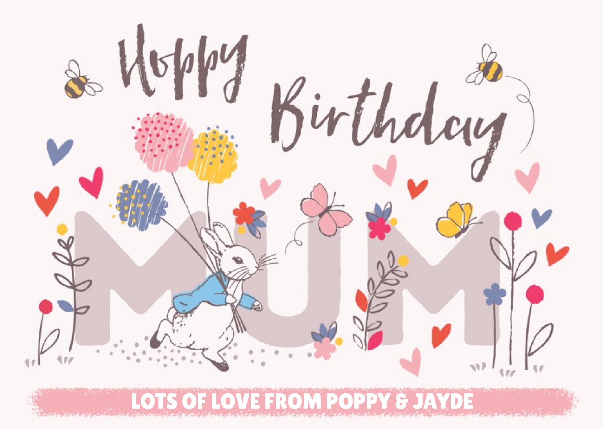 Peter Rabbit Birthday Card For Mum Lots Of Love, Large