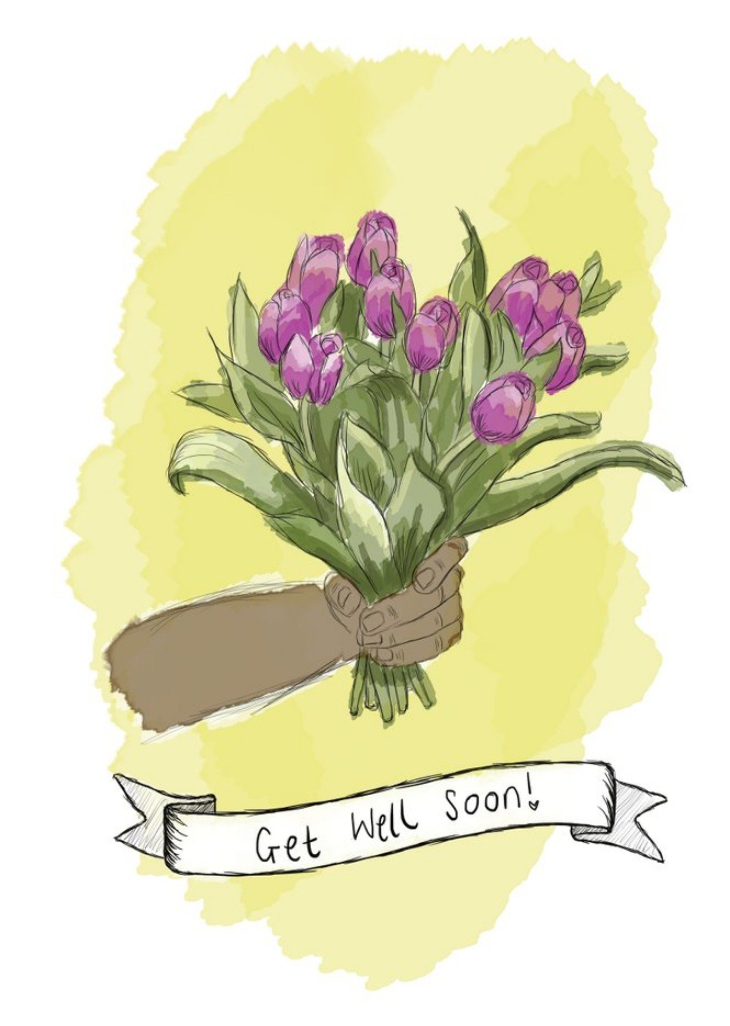 Kitsch Noir Flower Get Well Soon Greeting Card