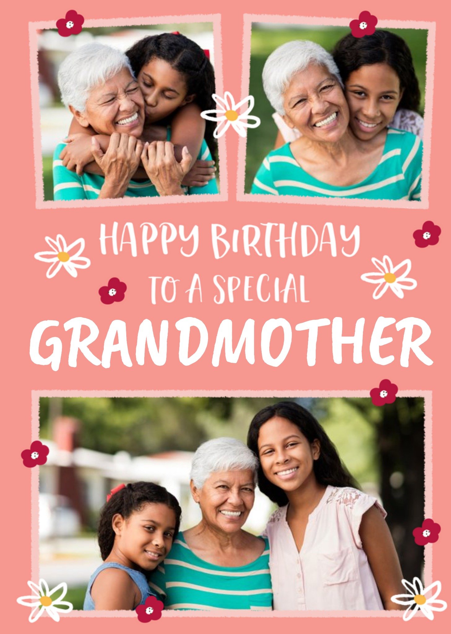 Folk Flowers Photo Upload Happy Birthday To A Special Grandmother Card Ecard