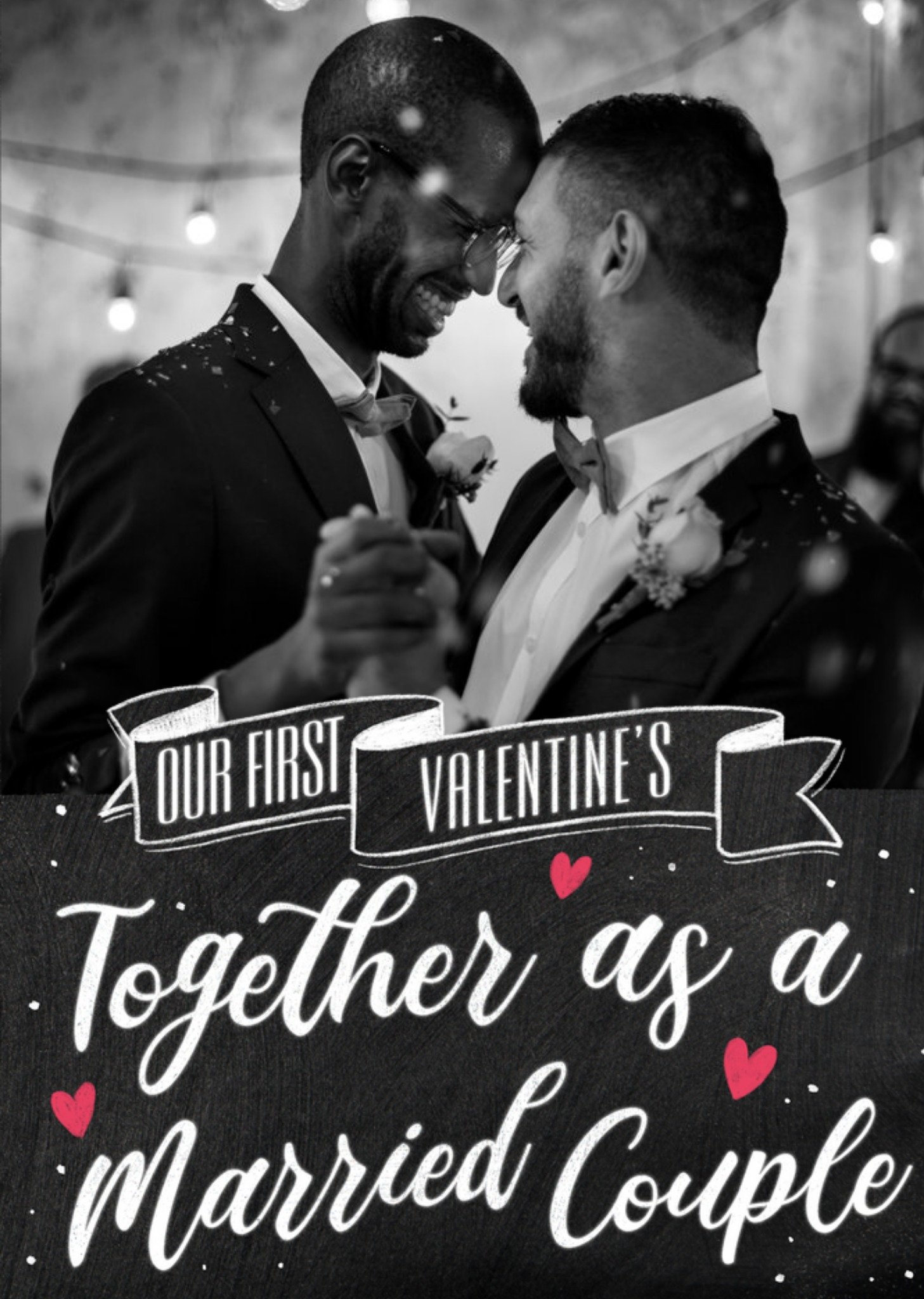 Chalkboard Together As A Married Couple Photo Upload Valentine's Day Card Ecard