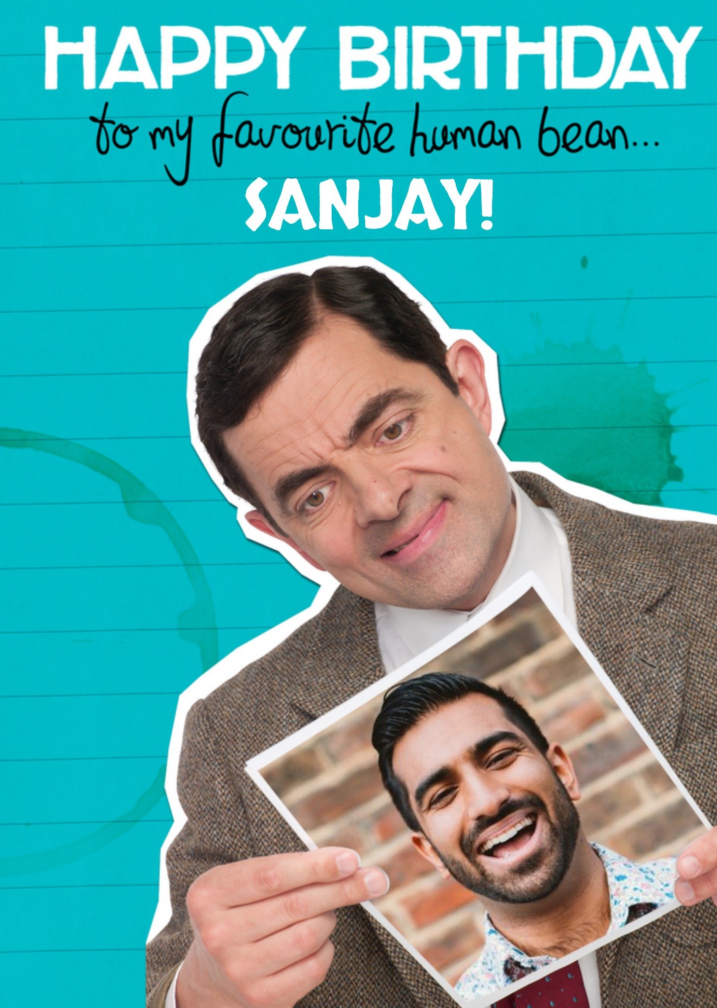 Mr Bean Favourite Human Bean Photo Upload Birthday Card Ecard