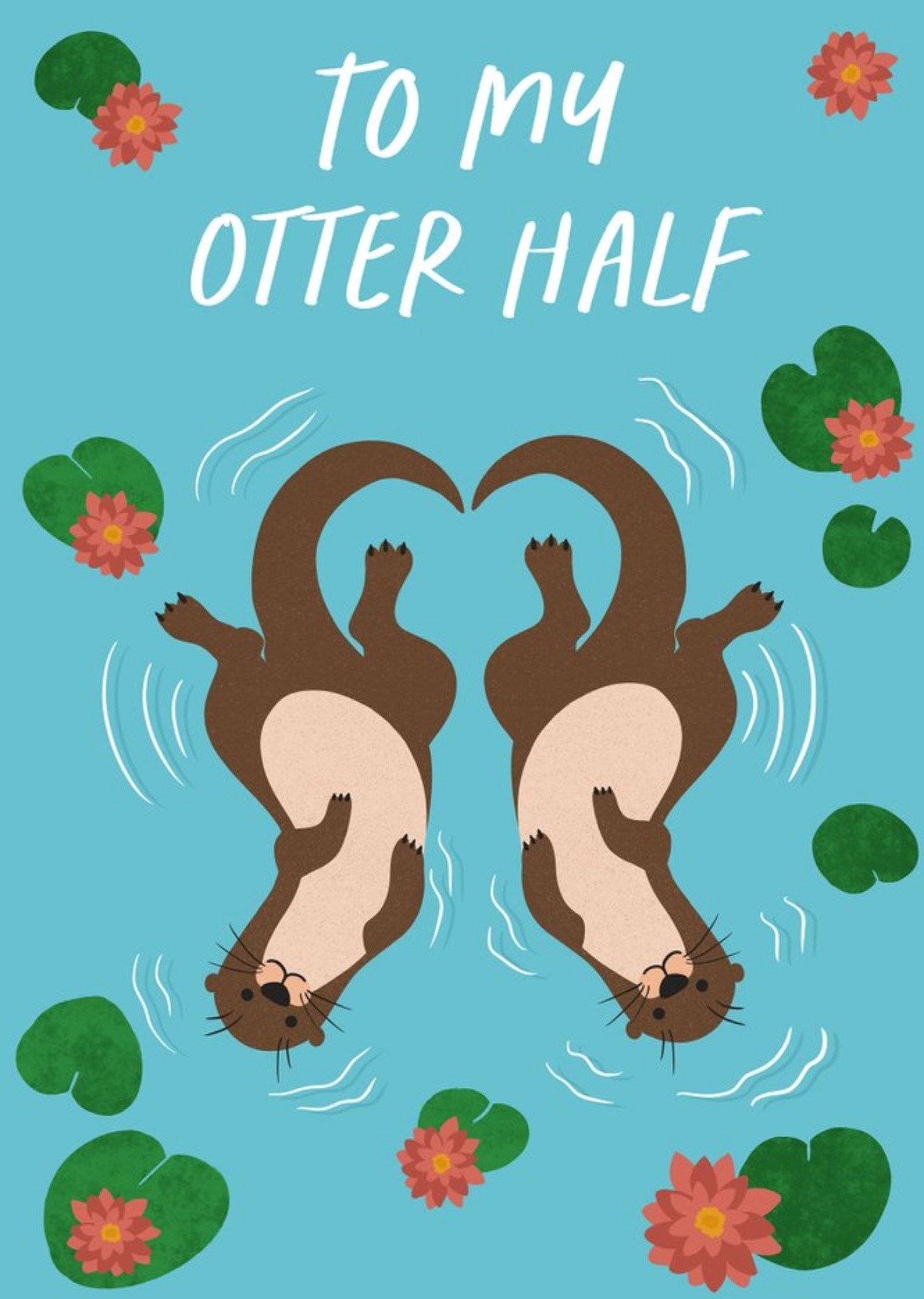 Gabi And Gaby Cute Illustrated Otter River Love Floral Card Ecard