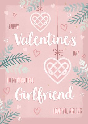 Pink Valentine's Typographic Love Heart Valentine's Card