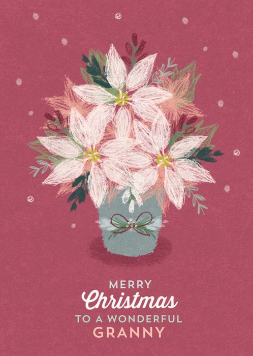 Christmas Card - Merry Christmas - Wonderful Granny - Poinsettia