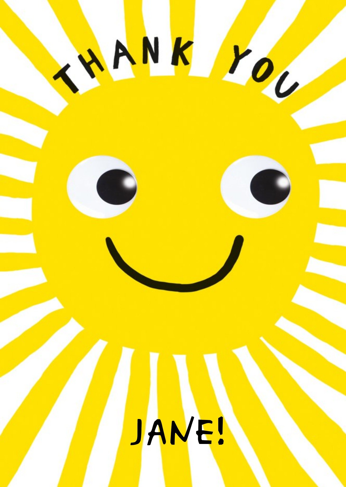 Illustration Of A Smiling Sun Thank You Card