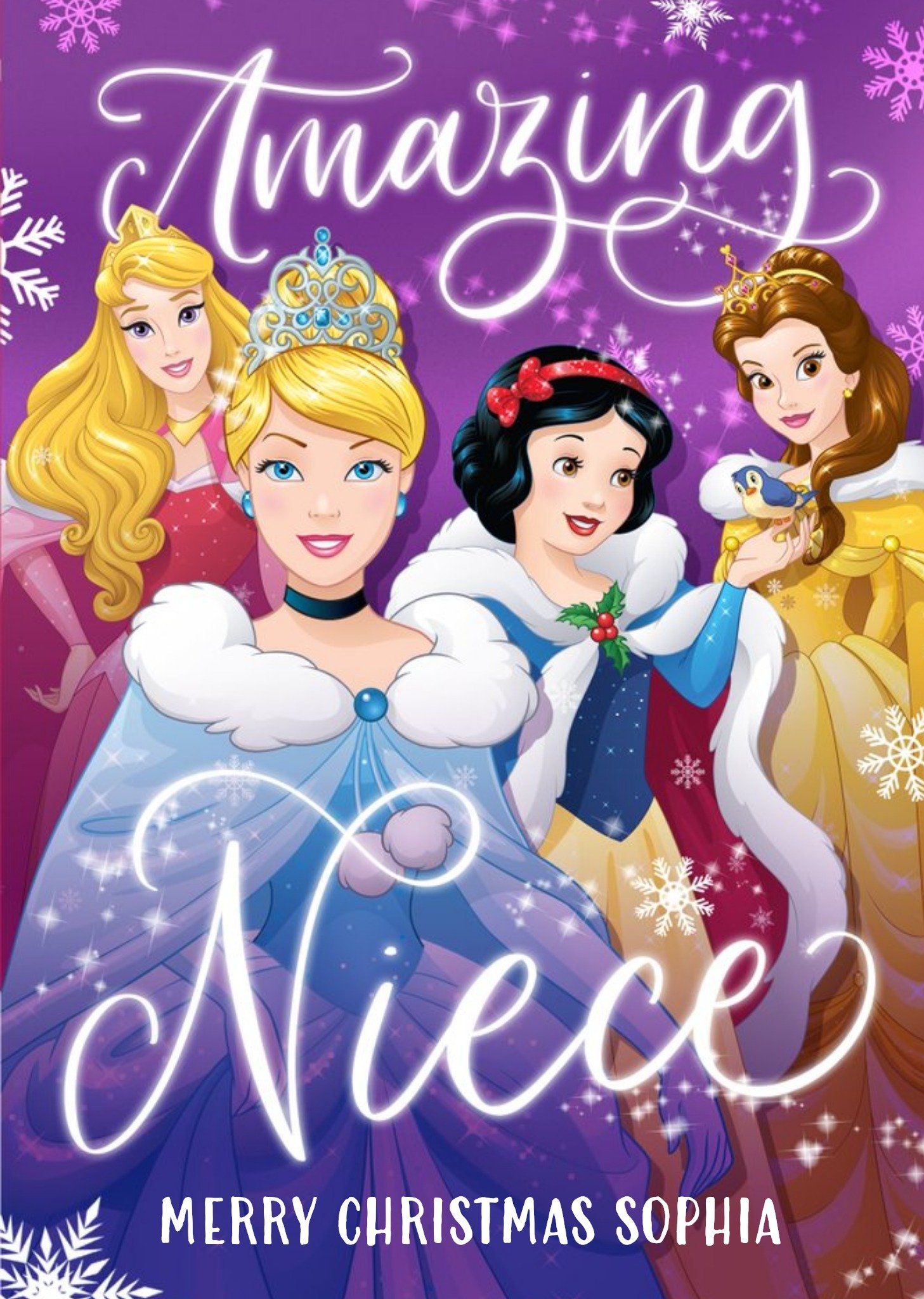 Disney Princesses Disney Princess Niece Christmas Personalised Card Ecard