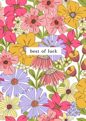 Illustration Of Colourful Flowers Best Of Luck Card