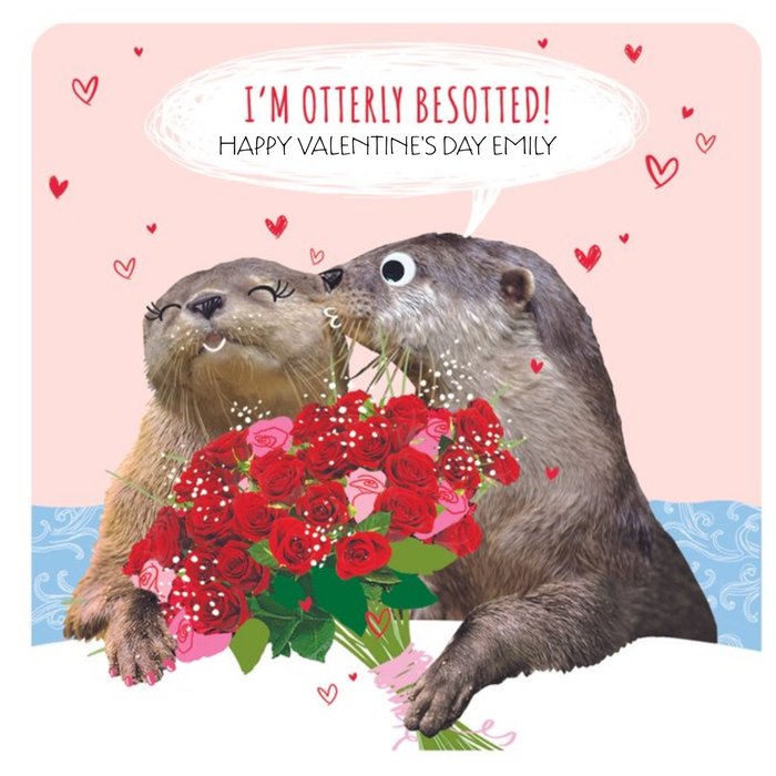 I'm Otterly Besotted Funny Happy Valentine's Day Card