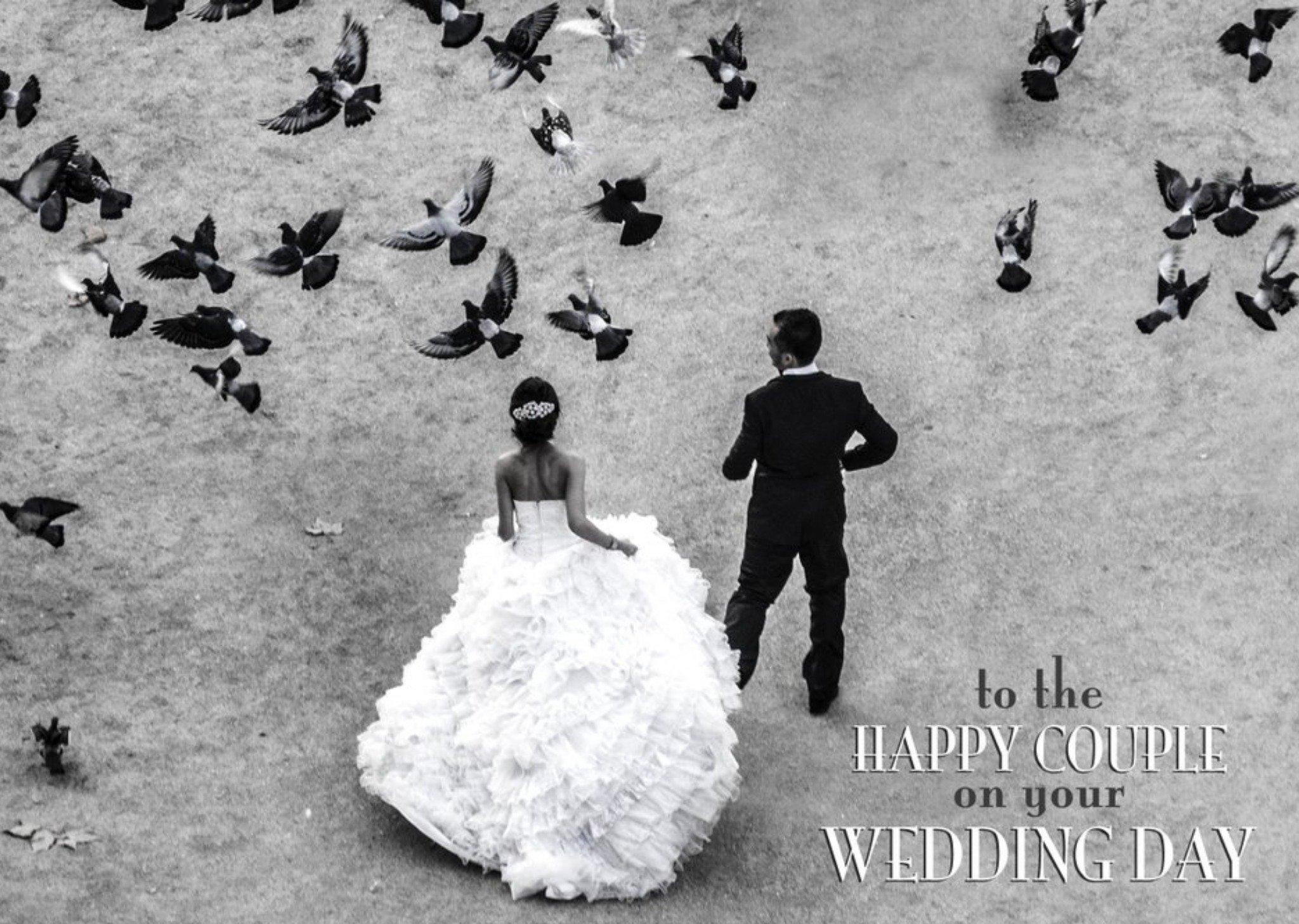 Moonpig Black And White Birds To The Happy Couple Wedding Day Card, Large