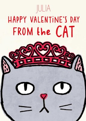 Illustration Of A Cat Wearing A Tiara From The Cat Valentine's Day Card