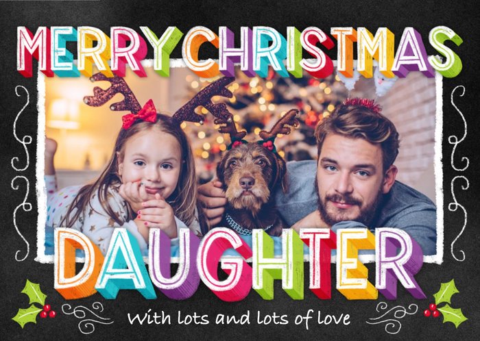 Merry Christmas Daughter Photo Upload Card