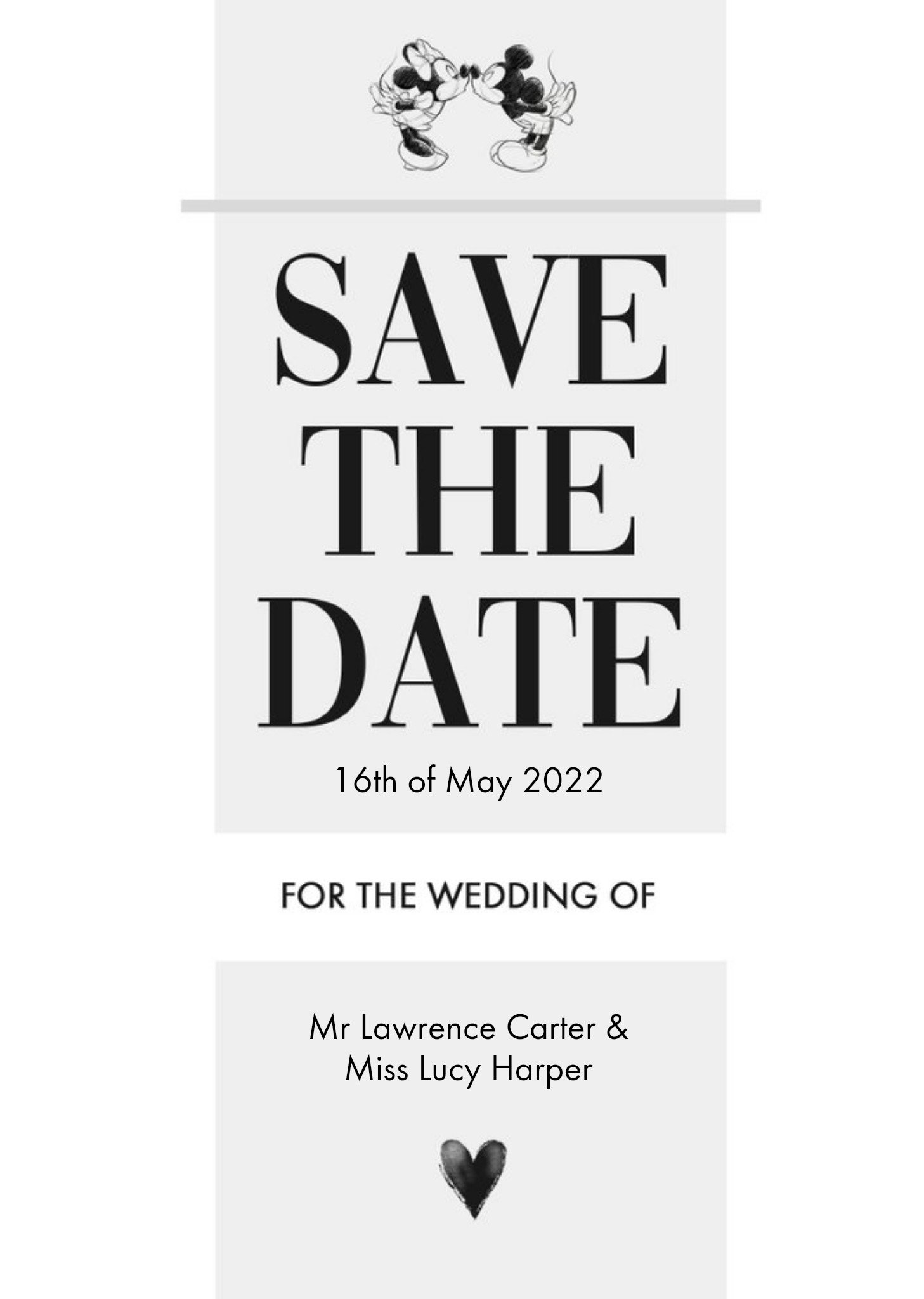 Disney Mickey Mouse Save The Date Wedding Card, Standard