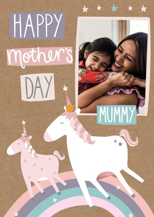 Mother's Day Card - Mummy - unicorn card - photo upload card