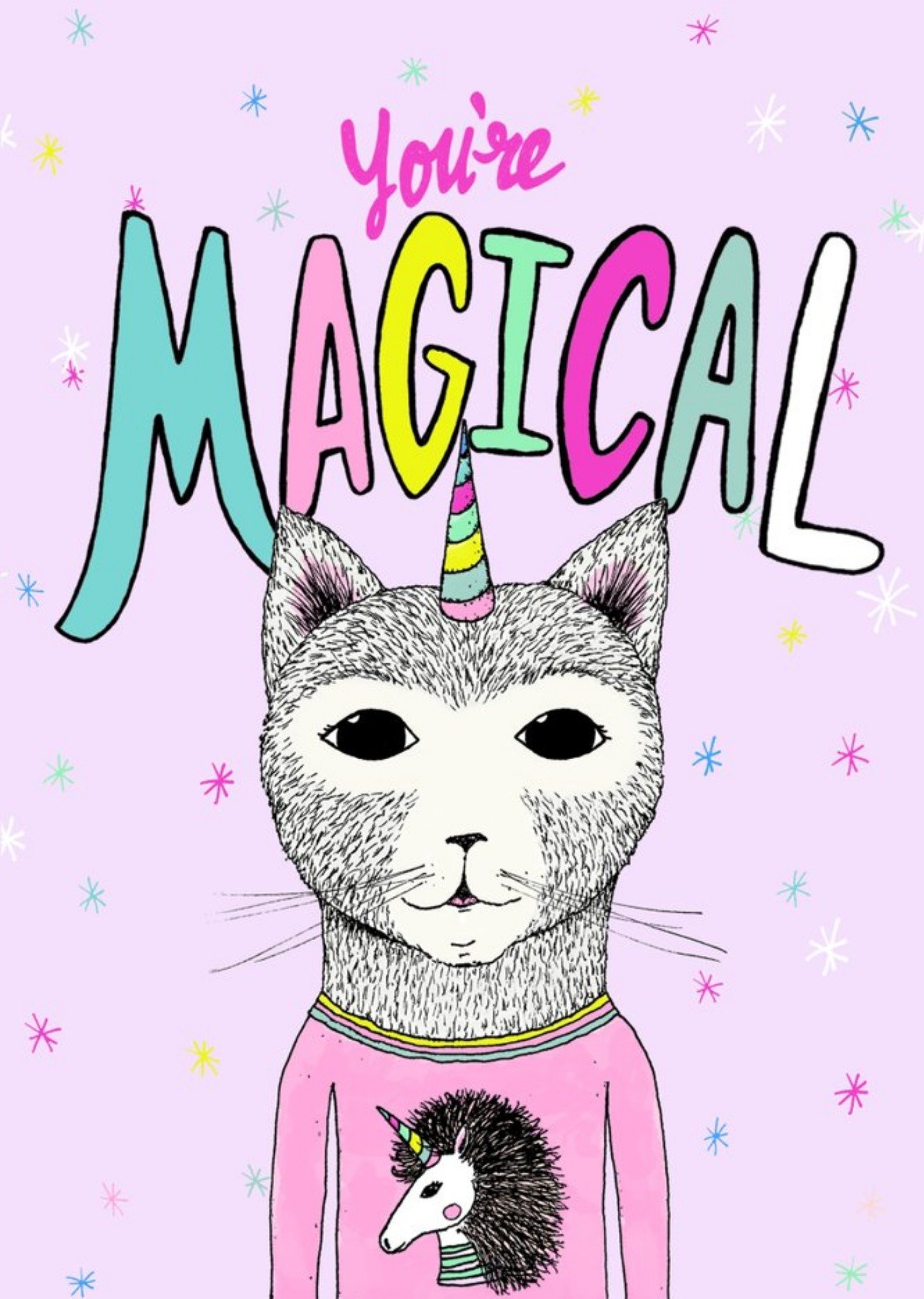 You Are Magical Cat Unicorntypographic Card Ecard