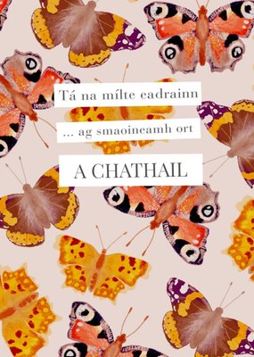 A Collage Of Colourful Butterflies With Irish Text Thinking Of You Card