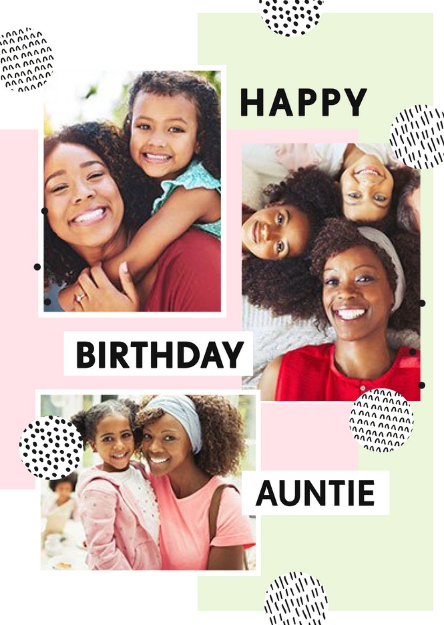 Bougie Auntie Photo Upload Pink Abstract Birthday Card Ecard