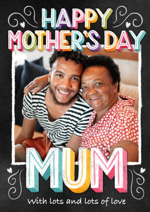 Happy Mothers Day Mum Photo Upload Typographic Mothers Day Card
