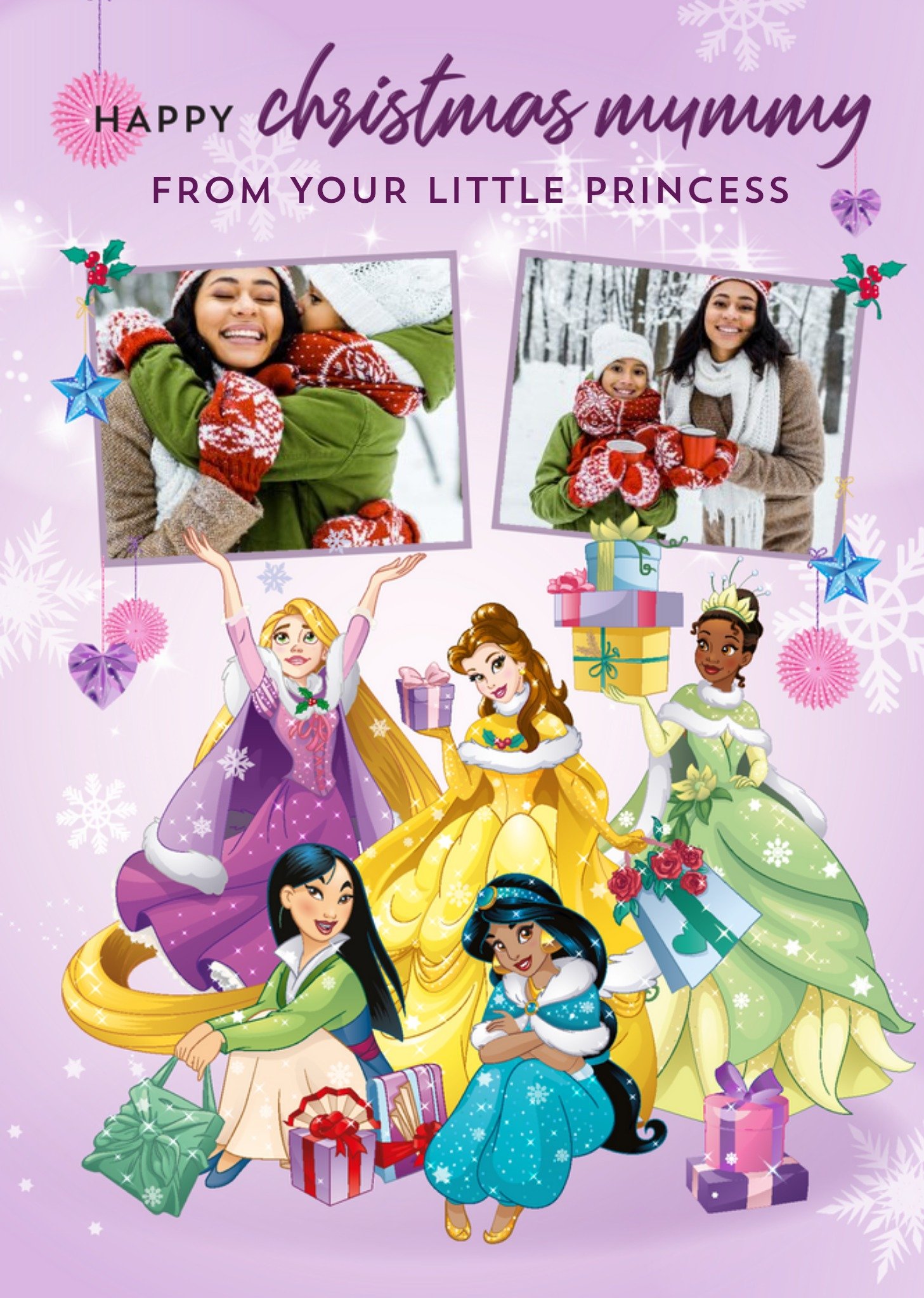 Disney Princesses Mummy Photo Upload Christmas Card Ecard