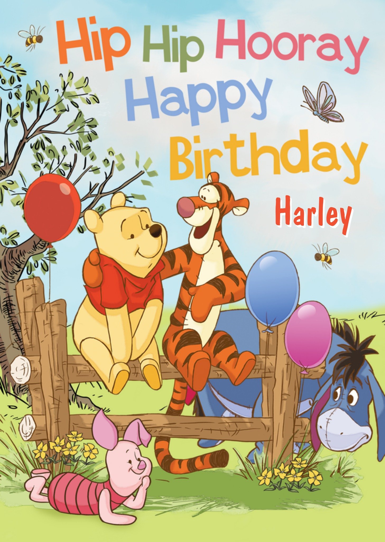 Disney Winnie The Pooh Hip Hip Hooray Happy Birthday Card Ecard