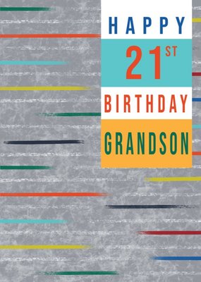 Happy 12th Birthday Grandson Stripey Card
