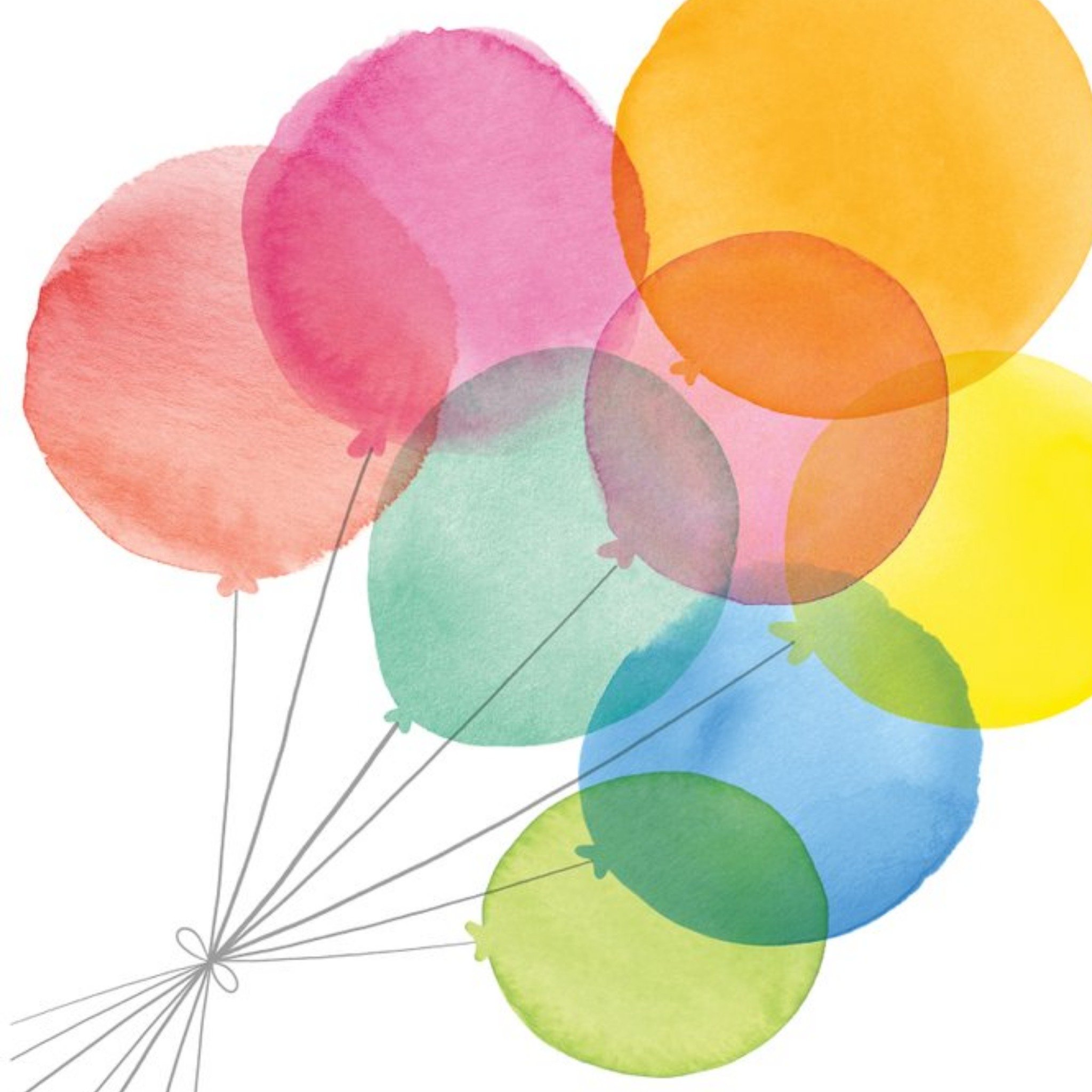 Ukg Colourful Illustrated Balloons Just A Note Card, Square