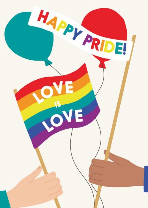 Balloons and Flag Happy Pride Love Is Love Card
