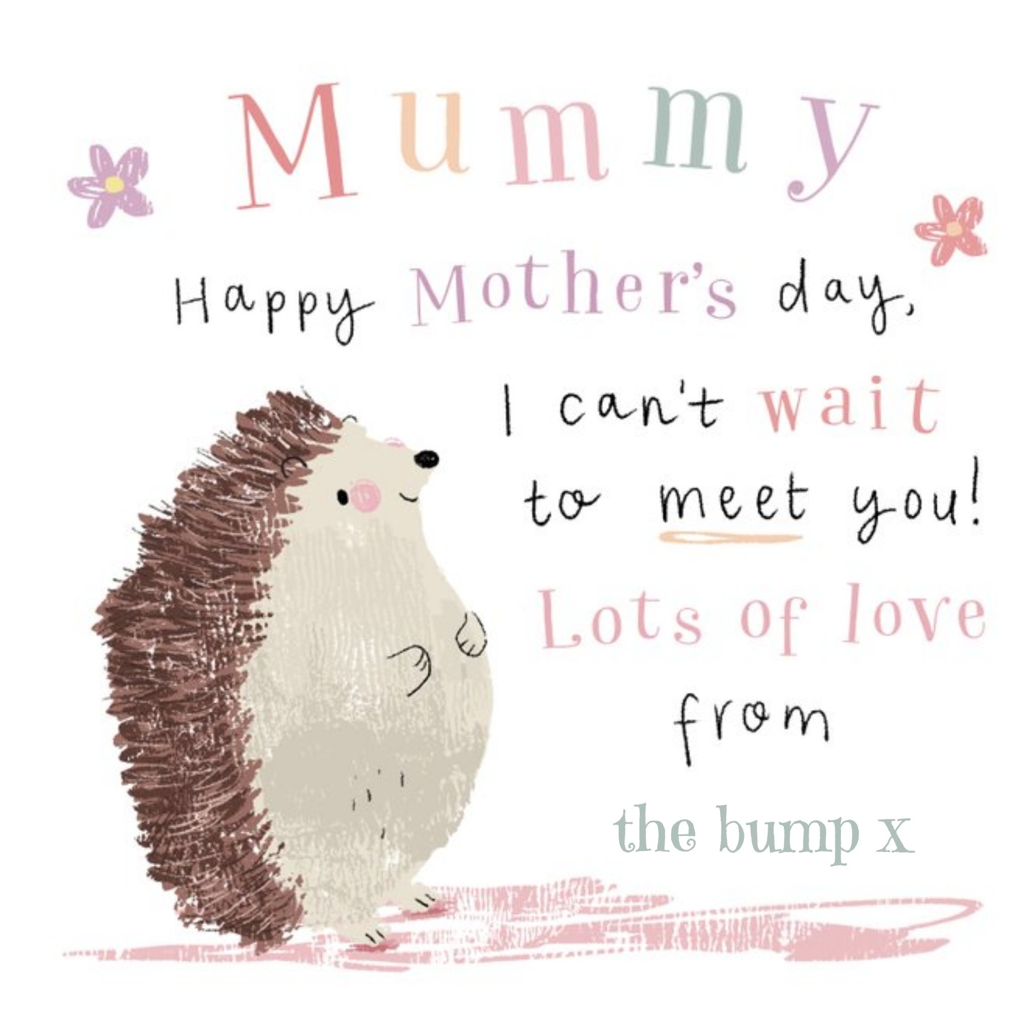 Cute Illustration Of A Hedgehog Mother's Day Card, Square