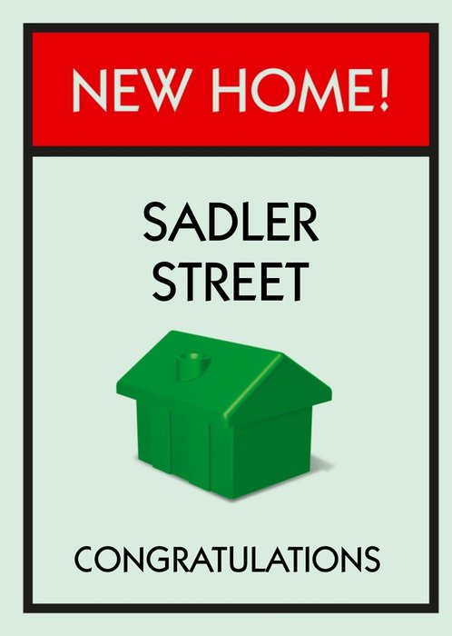 Monopoly New Home Personalised Card