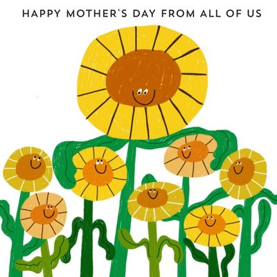 Happy Mothers Day From All Of Us Sunflowers Illustration Mothers Day Card