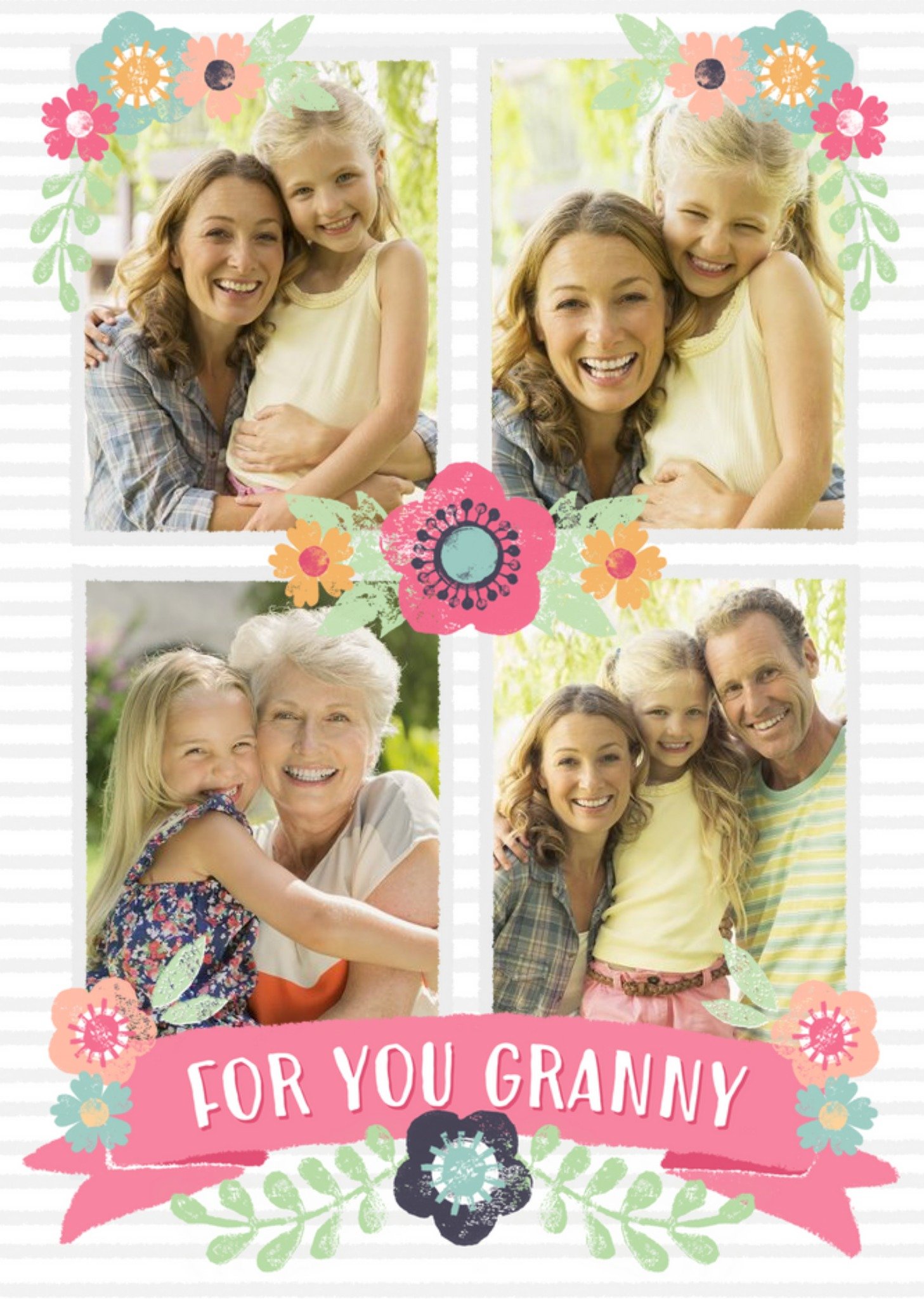 Floral Multiple Photo Mother's Day Card For Granny Ecard