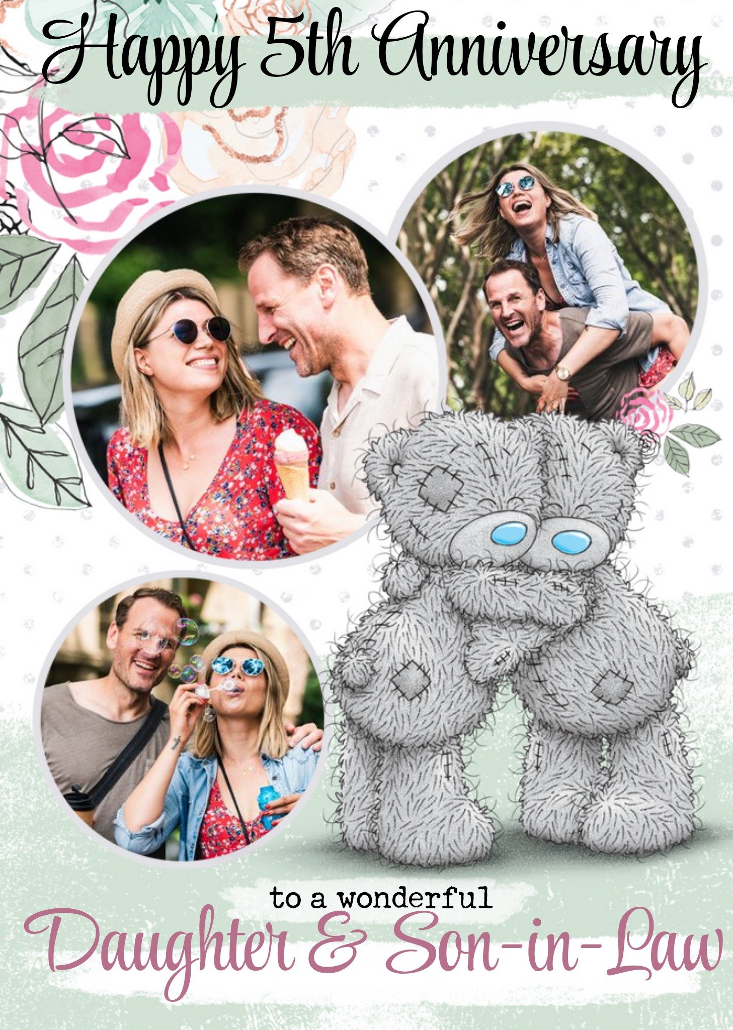 Me To You Tatty Teddy 5th Anniversary Photo Upload Card For Daughter And Son-In-Law Ecard