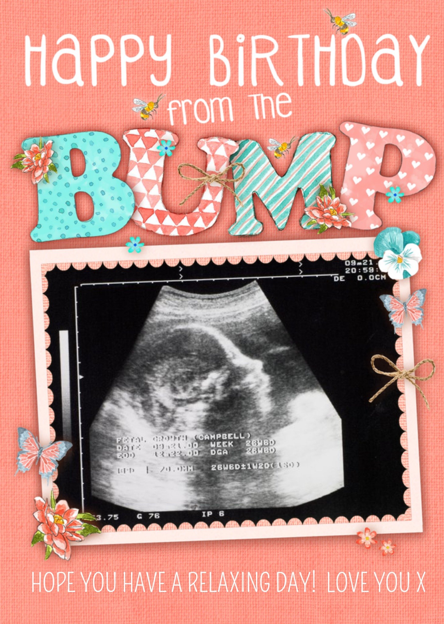 Moonpig From The Bump Personalised Photo Upload Happy Birthday Card Ecard