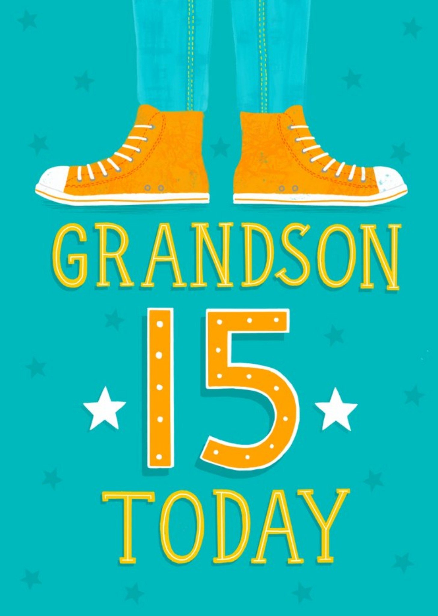 Illustrated Legs Denim Jeans Baseball Boots 15th Birthday Grandson Card Ecard